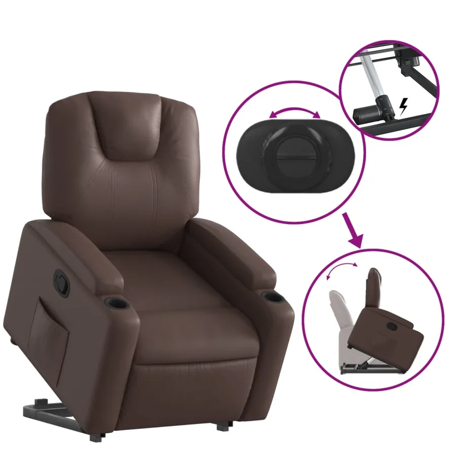 Fauteuil inclinable marron similicuir - 6