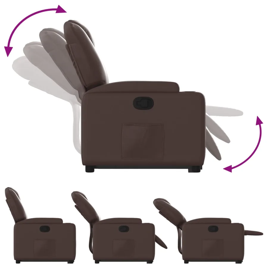 Fauteuil inclinable marron similicuir - 7
