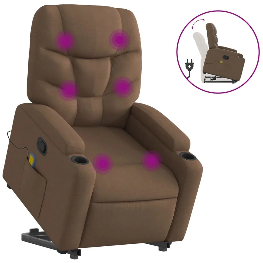 Fauteuil de massage inclinable Marron Tissu - 2