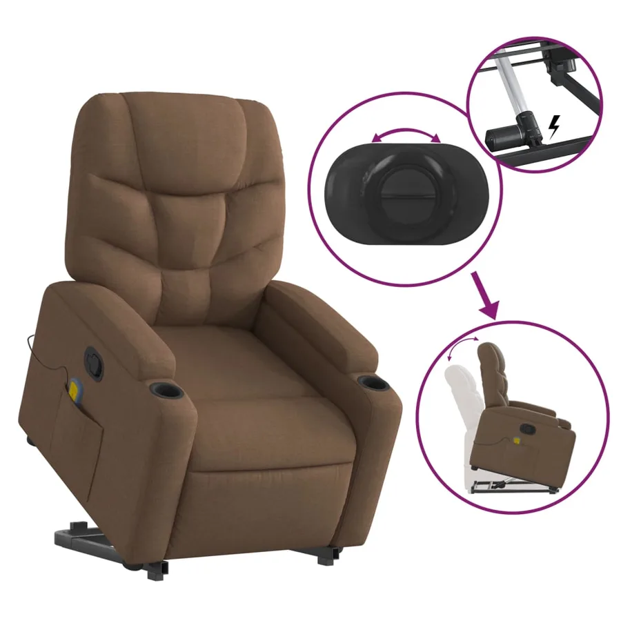 Fauteuil de massage inclinable Marron Tissu - 6