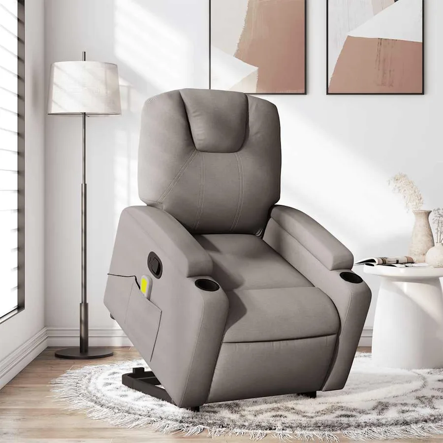 Fauteuil inclinable de massage Taupe Tissu - 15