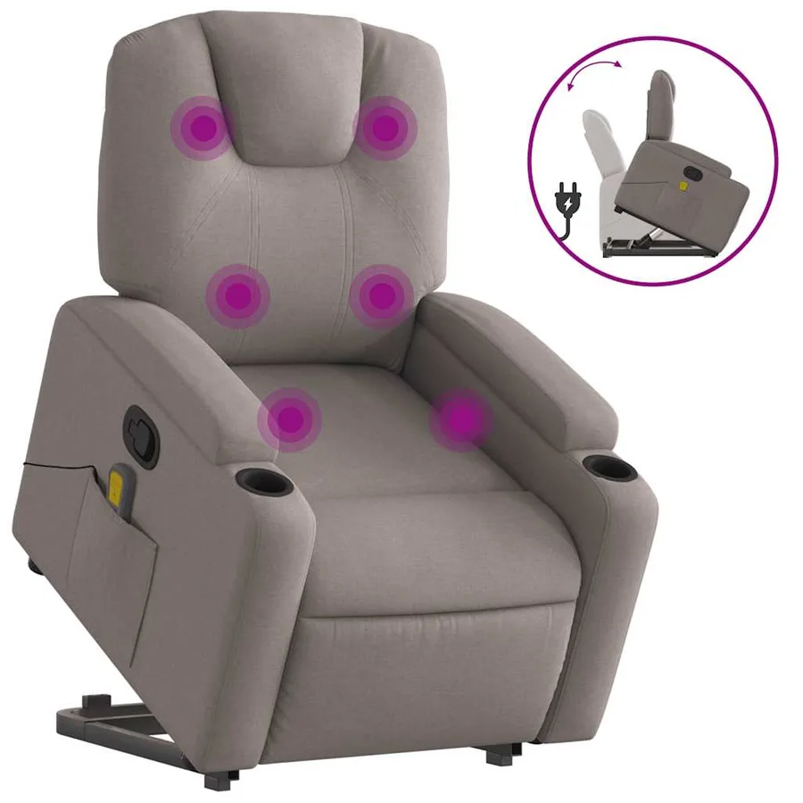 Fauteuil inclinable de massage Taupe Tissu - 2