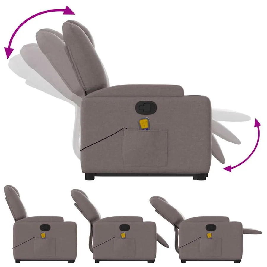 Fauteuil inclinable de massage Taupe Tissu - 7