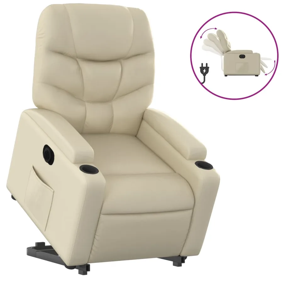 Fauteuil inclinable électrique crème similicuir - 2