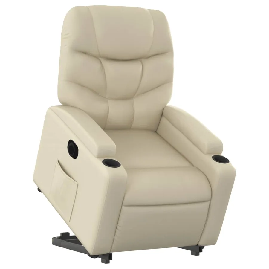Fauteuil inclinable électrique crème similicuir - 3