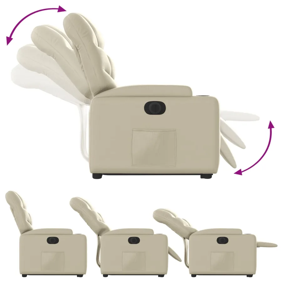 Fauteuil inclinable électrique crème similicuir - 7