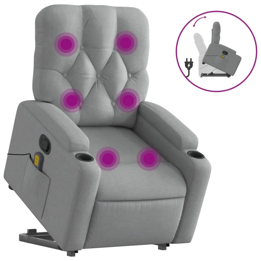 Fauteuil de massage inclinable Gris clair Tissu - 2