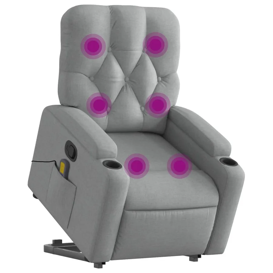 Fauteuil de massage inclinable Gris clair Tissu - 3