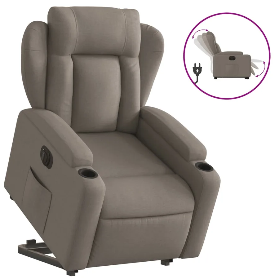 Fauteuil inclinable électrique taupe tissu - 2