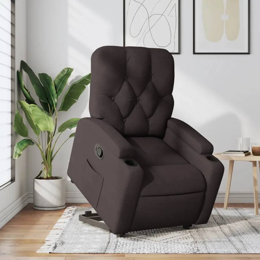 Fauteuil inclinable marron foncé tissu - 15