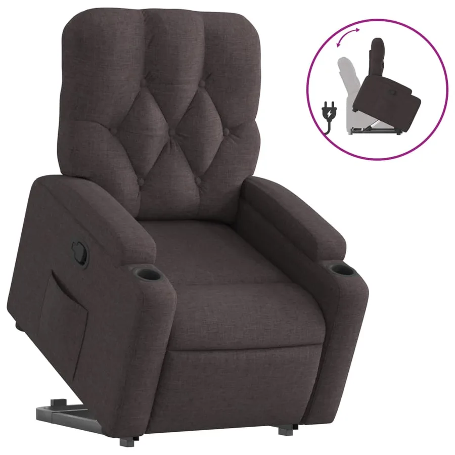 Fauteuil inclinable marron foncé tissu - 2