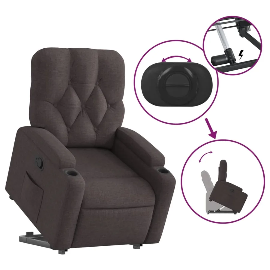 Fauteuil inclinable marron foncé tissu - 6