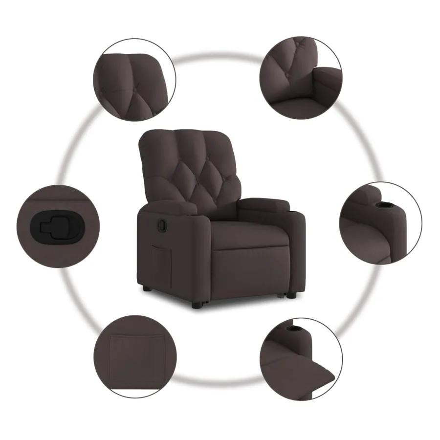 Fauteuil inclinable marron foncé tissu - 8