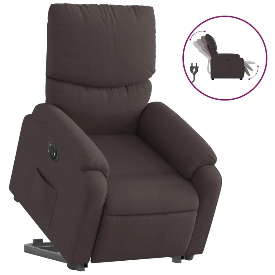 Fauteuil inclinable électrique marron foncé tissu - 2