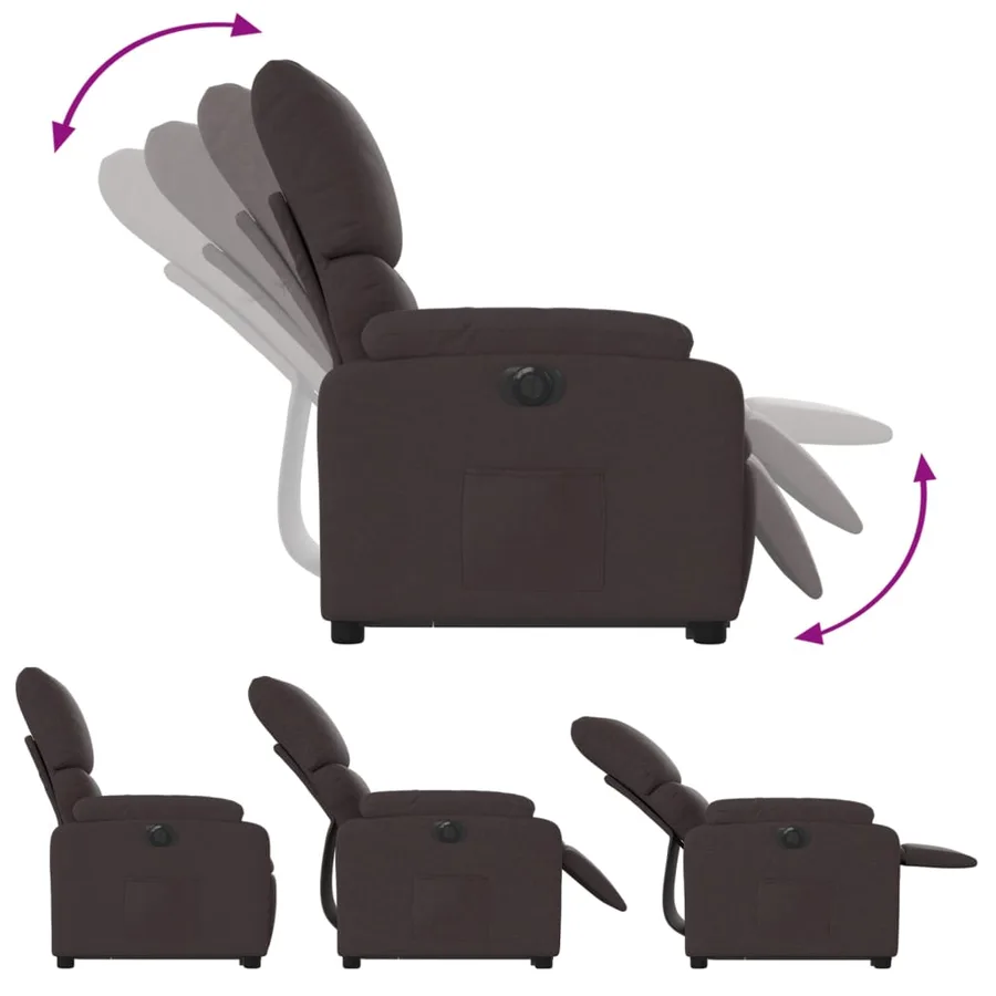Fauteuil inclinable électrique marron foncé tissu - 7