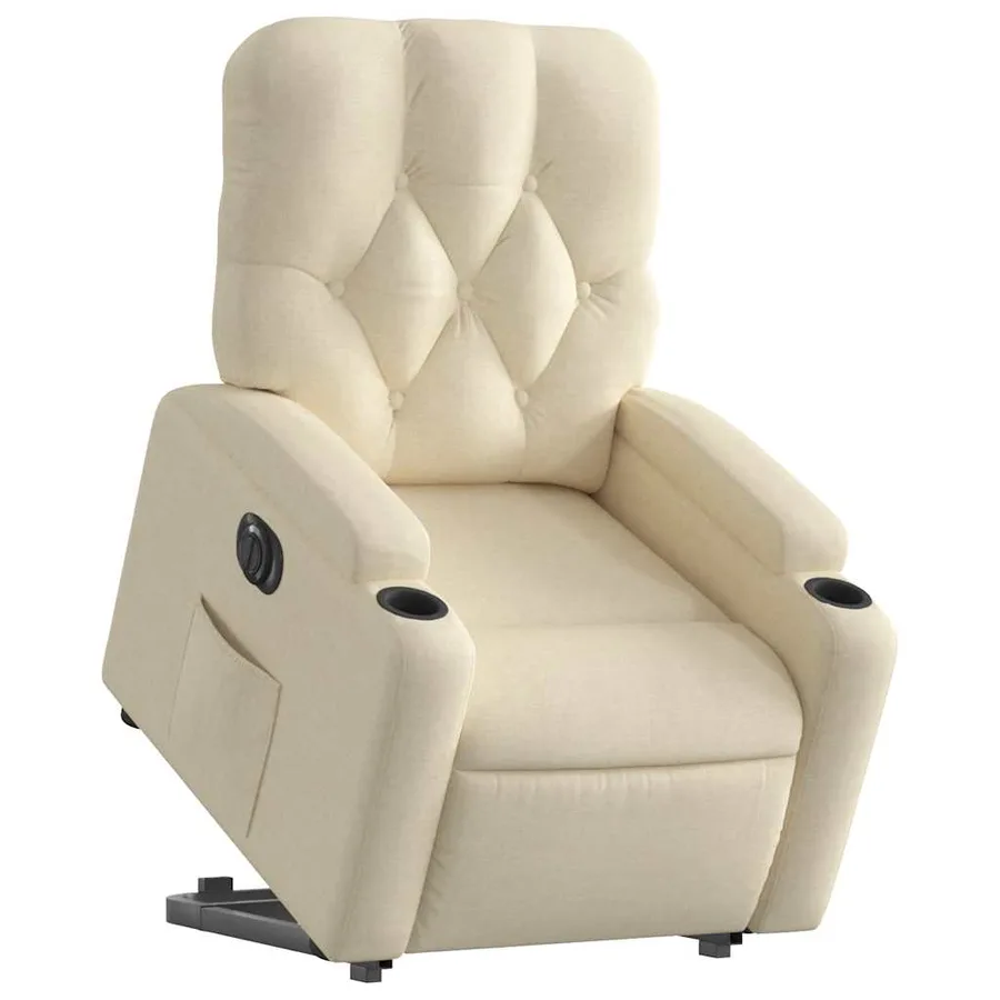 Fauteuil inclinable électrique crème tissu - 3