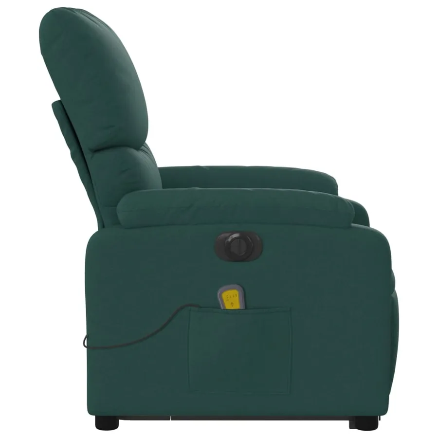 Fauteuil inclinable de massage électrique Vert foncé Tissu - 10