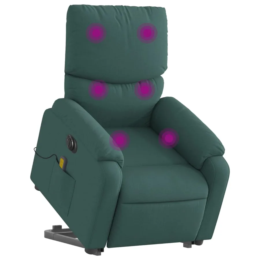 Fauteuil inclinable de massage électrique Vert foncé Tissu - 3