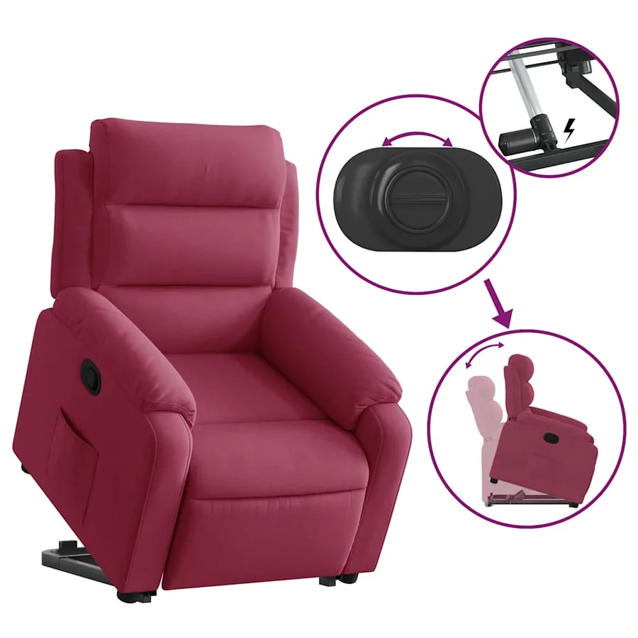 Fauteuil inclinable Rouge bordeaux Velours - 6