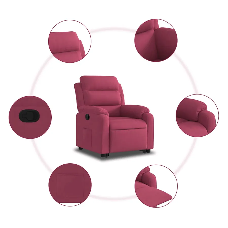 Fauteuil inclinable Rouge bordeaux Velours - 8
