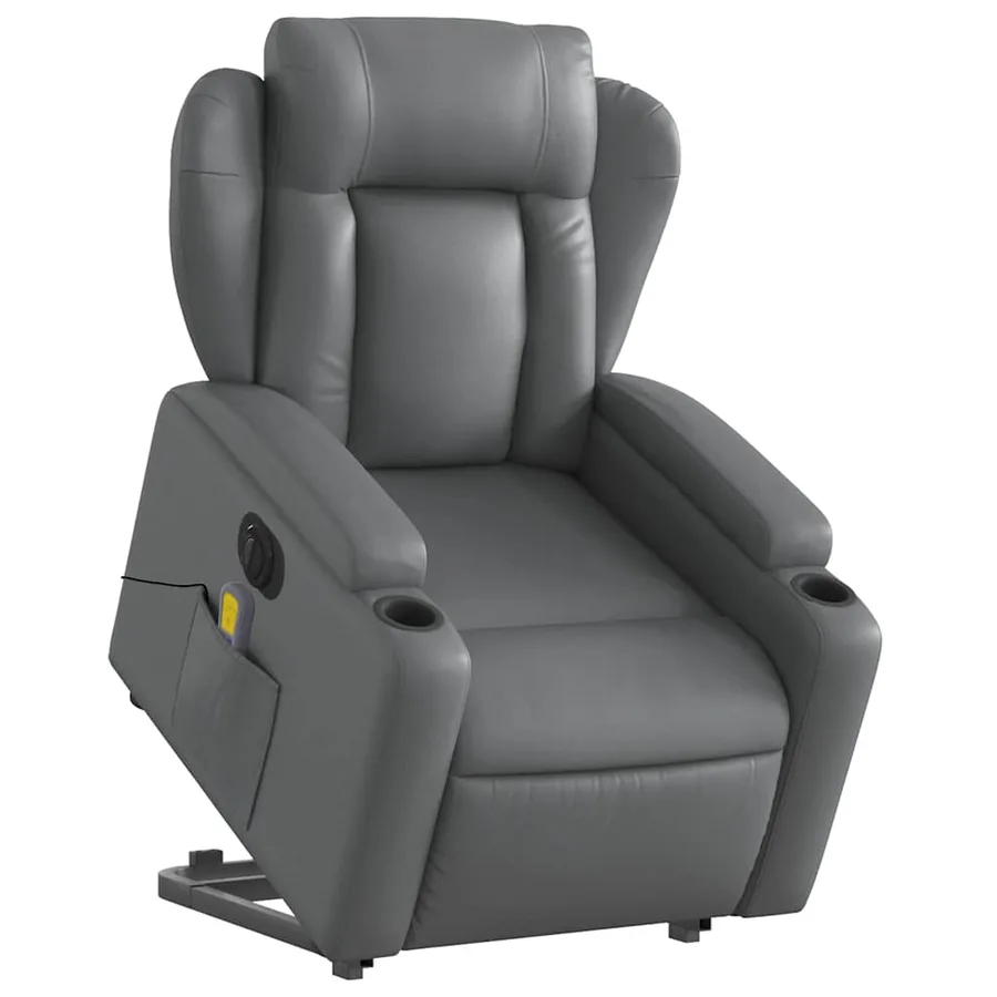 Fauteuil inclinable de massage électrique gris similicuir - 3