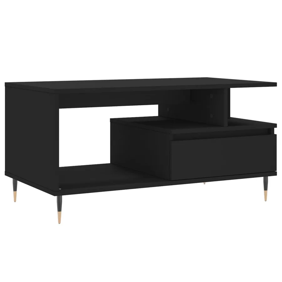 Table basse Noir 90x49x45 cm Bois d'ingénierie - 2
