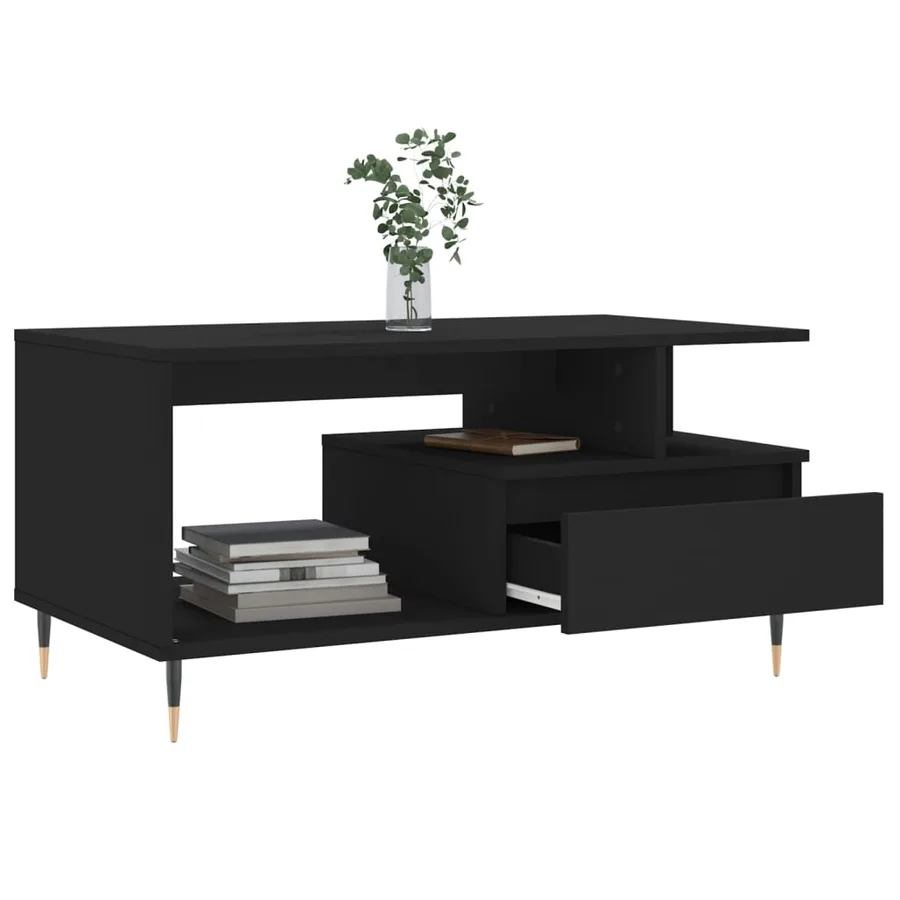Table basse Noir 90x49x45 cm Bois d'ingénierie - 4