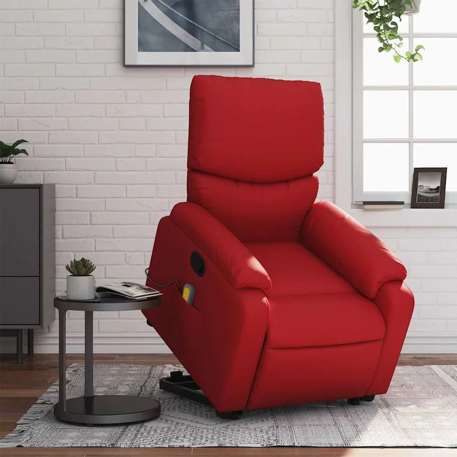 Fauteuil inclinable de massage Rouge Similicuir - 15