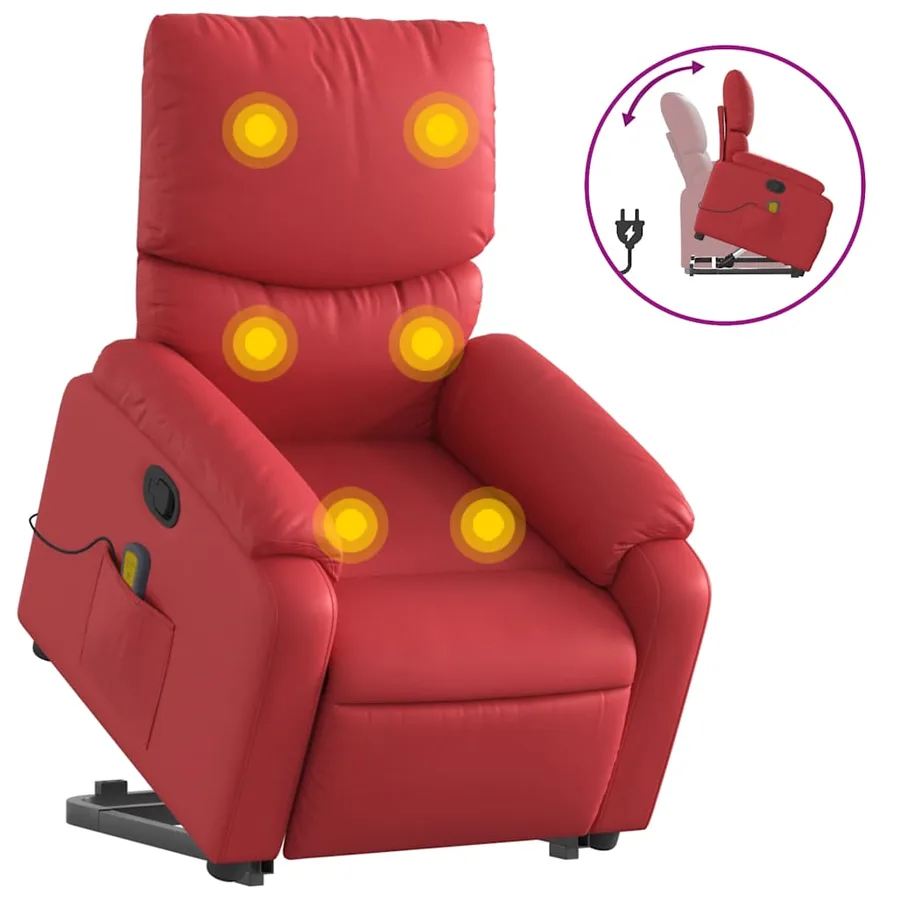 Fauteuil inclinable de massage Rouge Similicuir - 2
