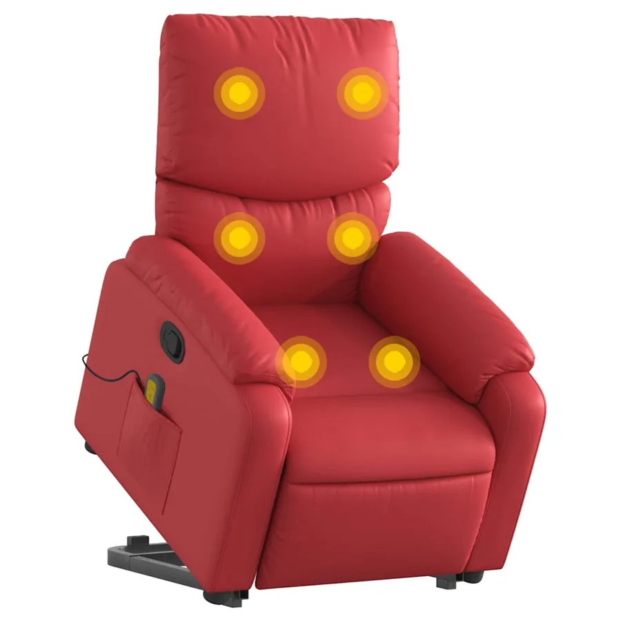 Fauteuil inclinable de massage Rouge Similicuir - 3