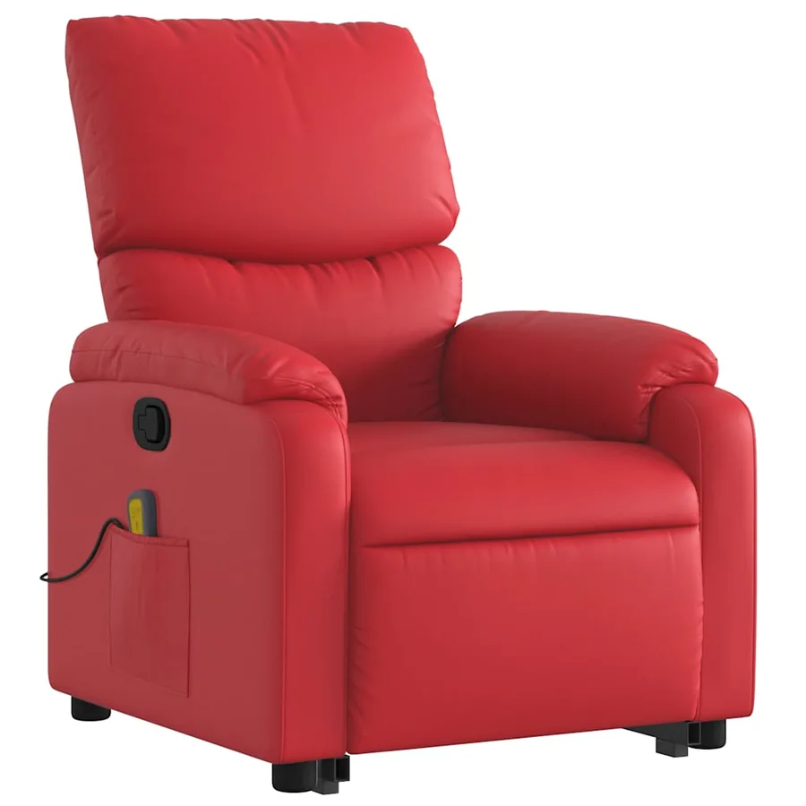 Fauteuil inclinable de massage Rouge Similicuir - 4