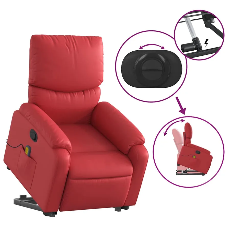 Fauteuil inclinable de massage Rouge Similicuir - 6