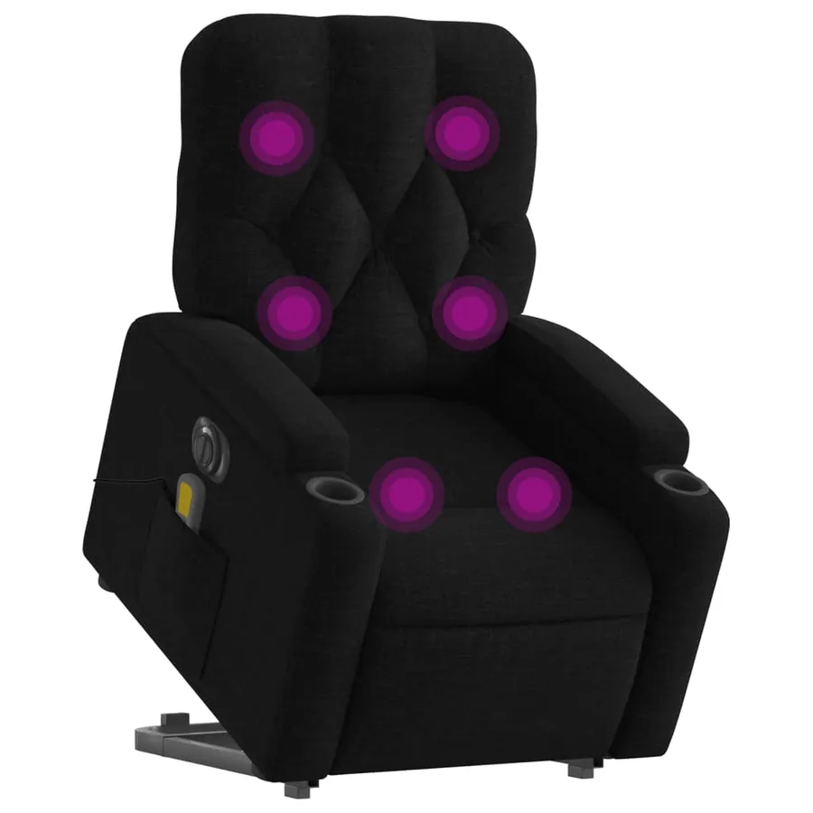 Fauteuil inclinable de massage électrique Noir Tissu - 3