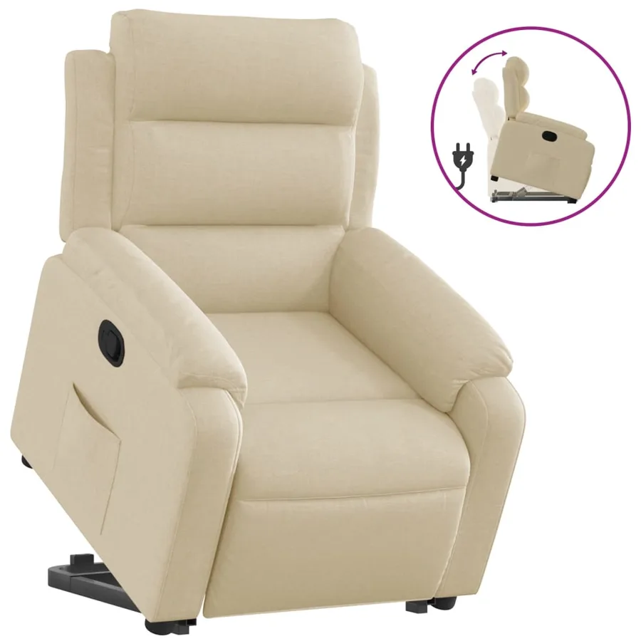 Fauteuil inclinable Crème Tissu - 2