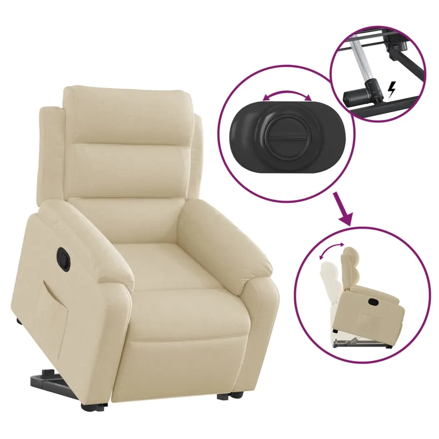 Fauteuil inclinable Crème Tissu - 6