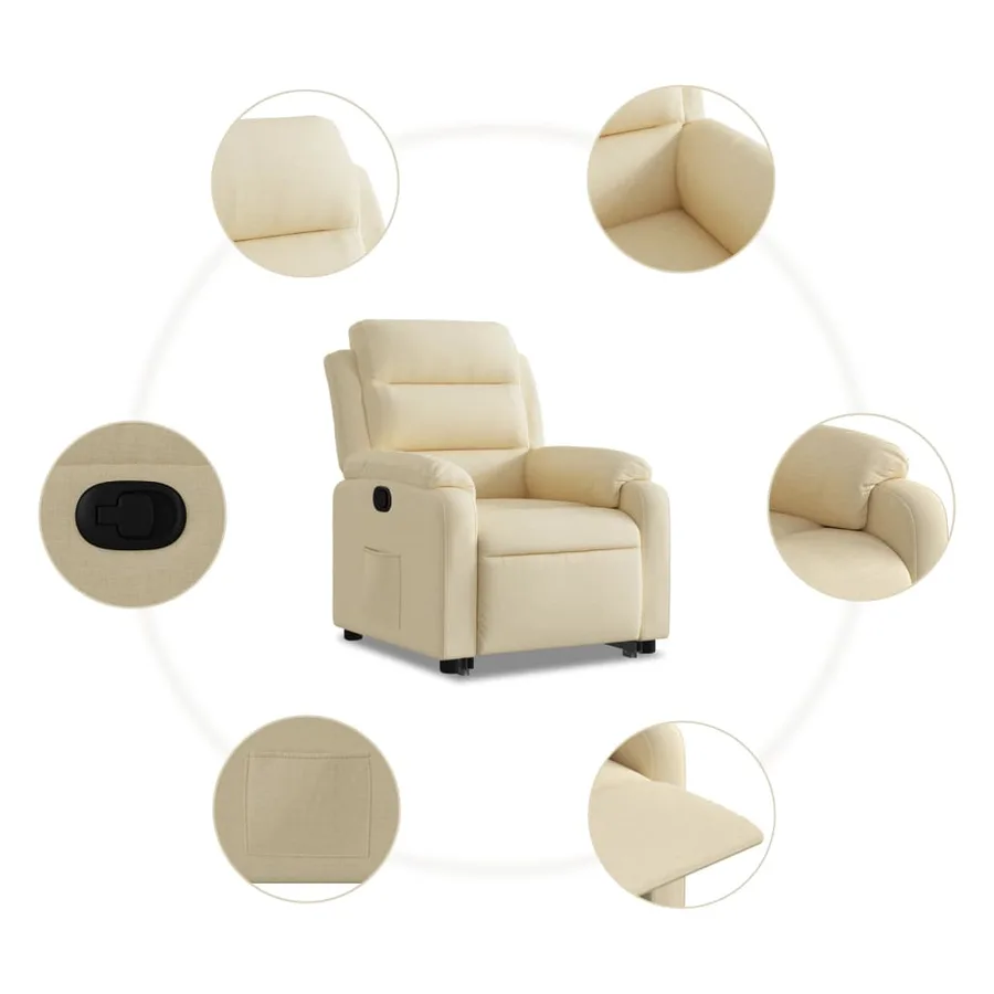 Fauteuil inclinable Crème Tissu - 8