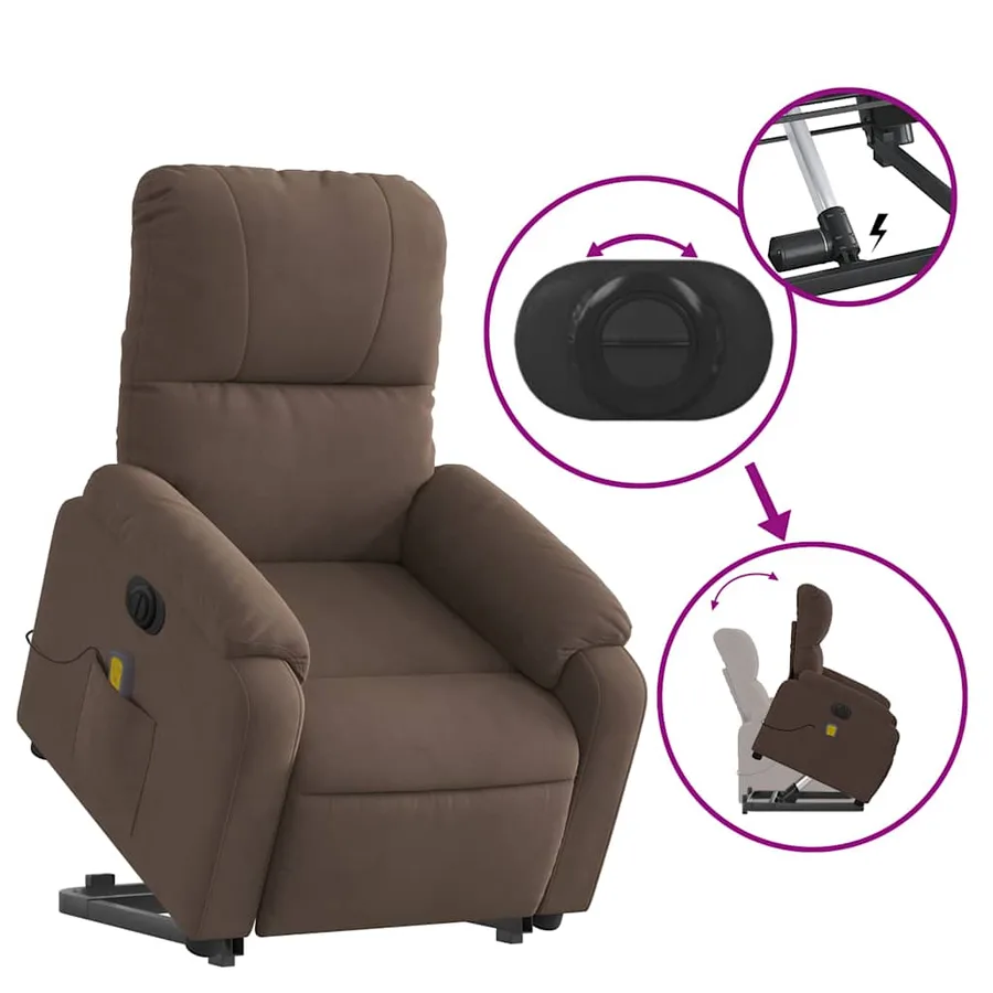 Fauteuil inclinable de massage électrique marron - 11