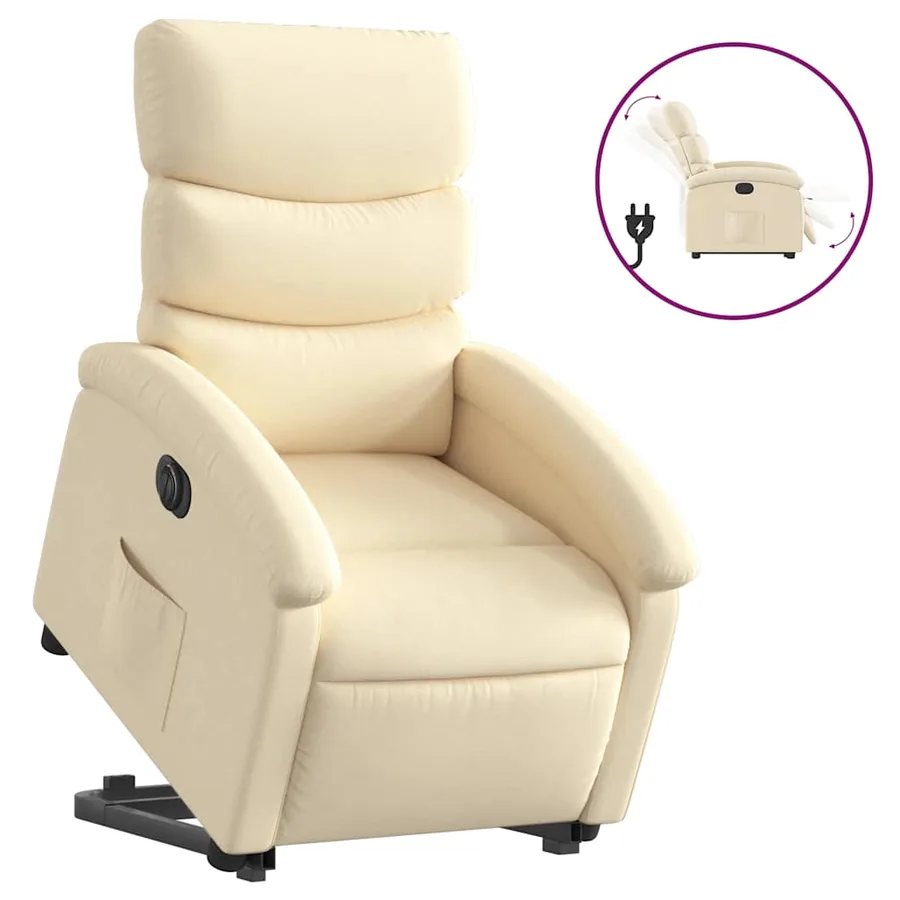 Fauteuil inclinable électrique crème tissu - 2