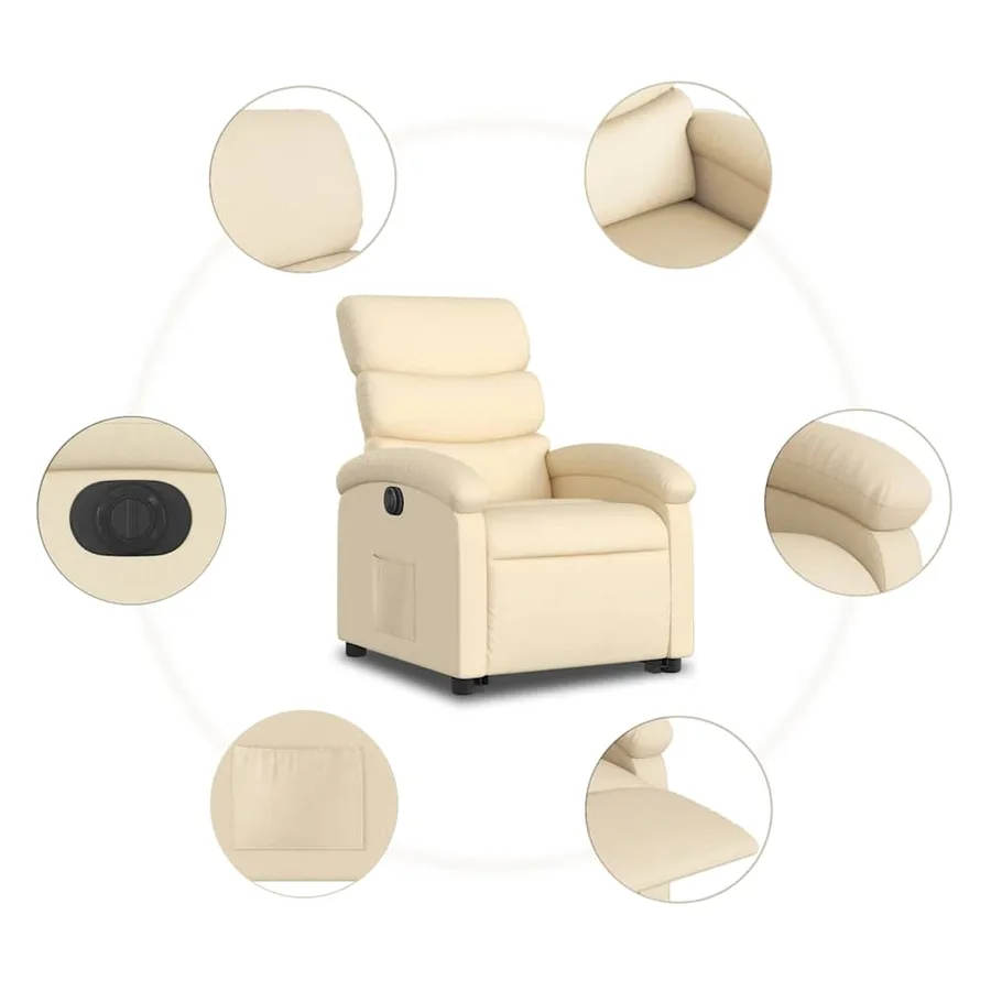 Fauteuil inclinable électrique crème tissu - 8