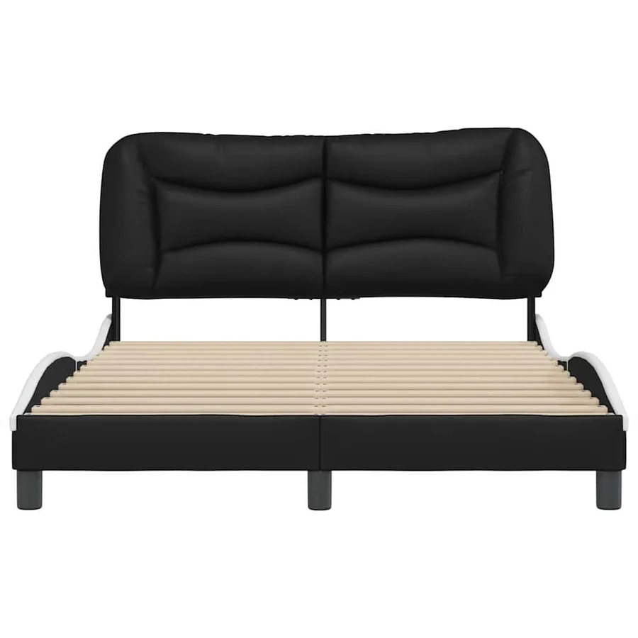 Cadre de lit sans matelas Hvar noir et blanc 140x200 cm similicuir - 4