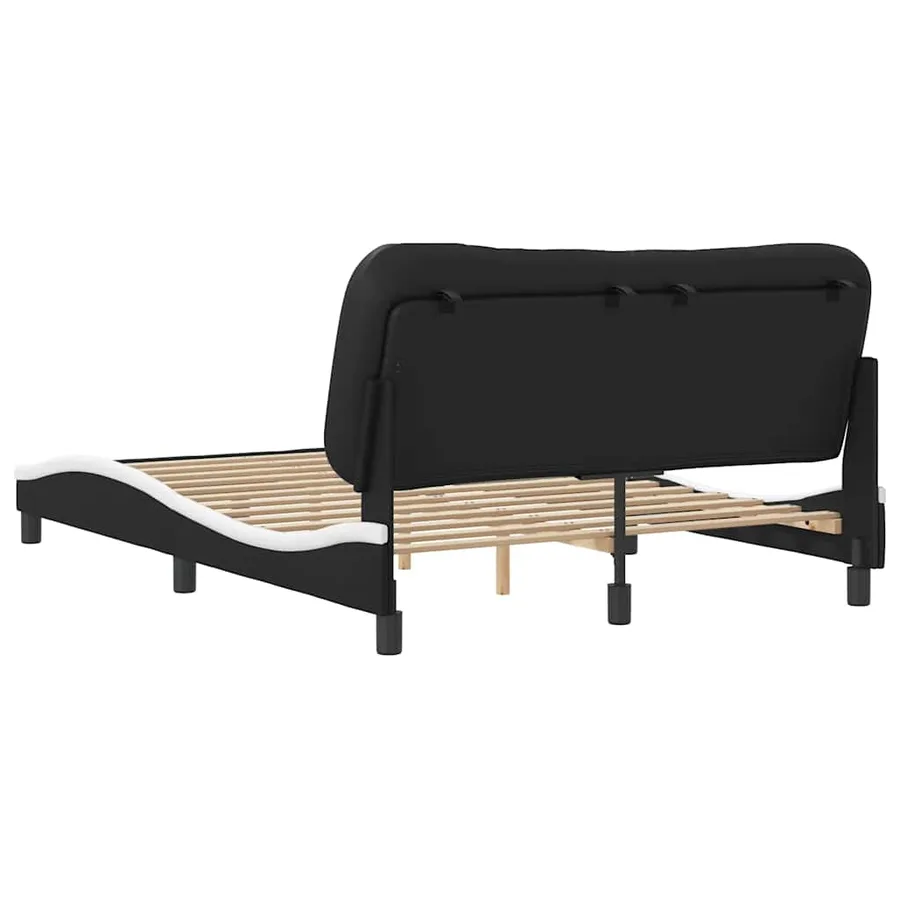 Cadre de lit sans matelas Hvar noir et blanc 140x200 cm similicuir - 6