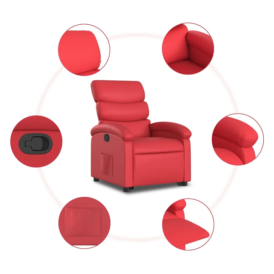 Fauteuil inclinable Rouge Similicuir - 8