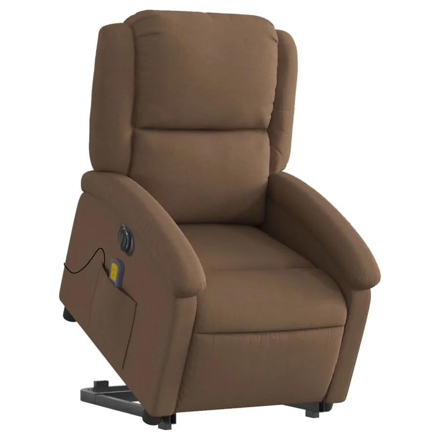 Fauteuil inclinable de massage électrique Marron Tissu - 3