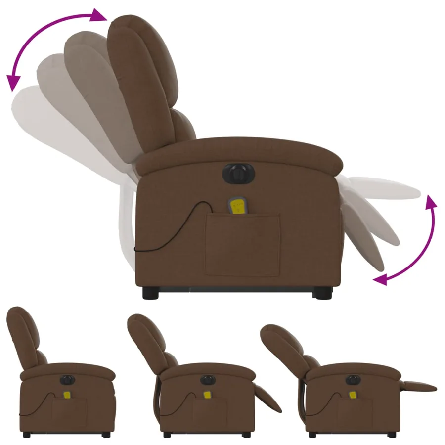 Fauteuil inclinable de massage électrique Marron Tissu - 7