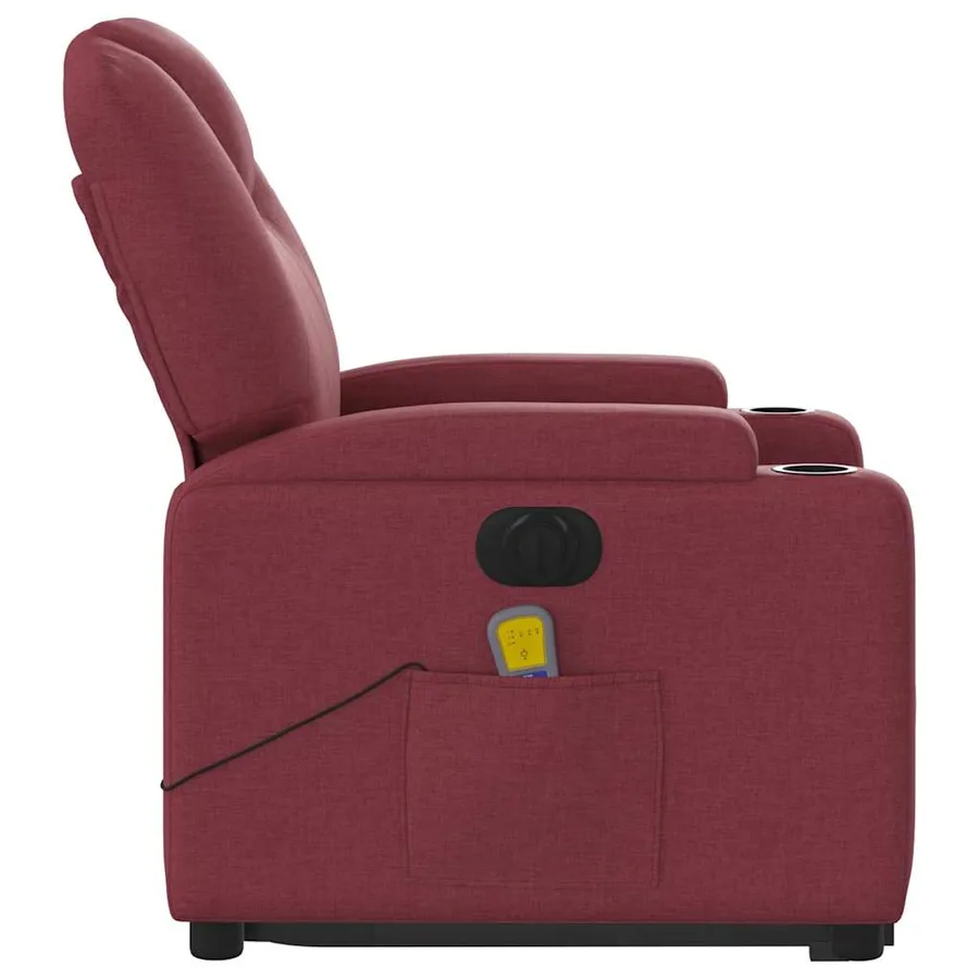 Fauteuil inclinable de massage électrique Rouge bordeaux Tissu - 10
