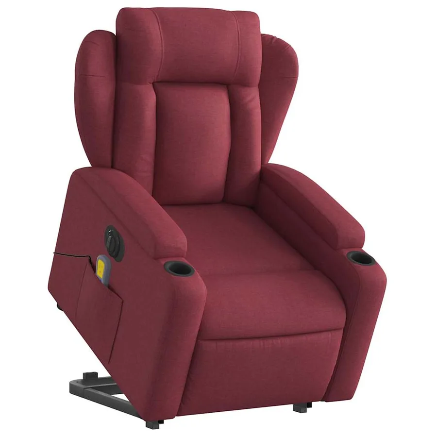 Fauteuil inclinable de massage électrique Rouge bordeaux Tissu - 3