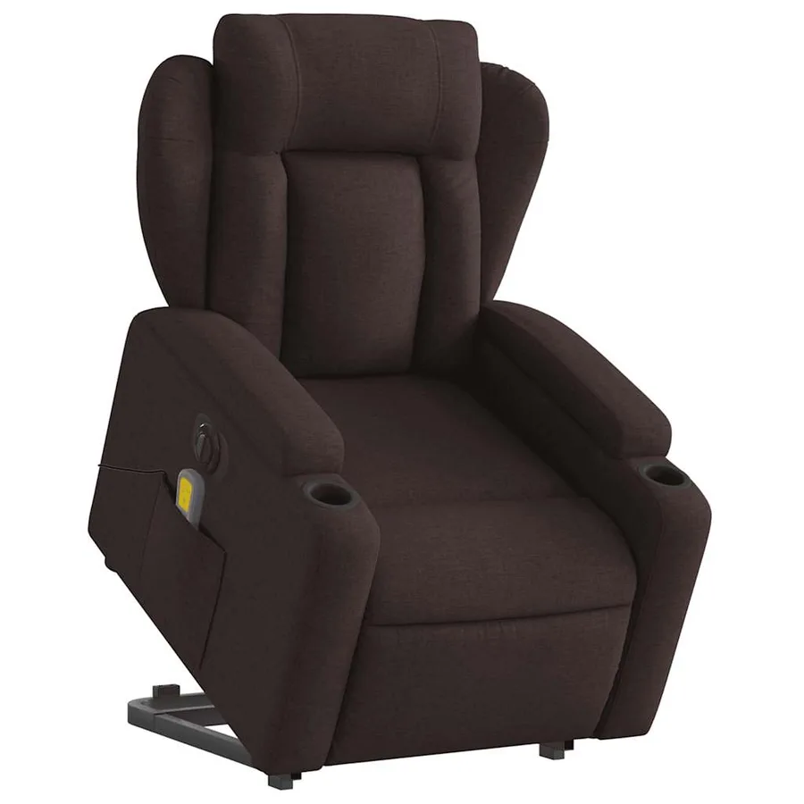 Fauteuil inclinable de massage électrique Marron foncé Tissu - 3