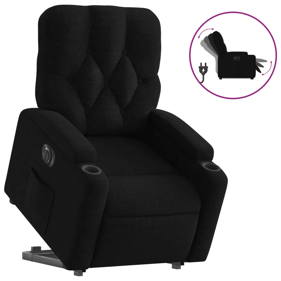Fauteuil inclinable électrique noir tissu - 2
