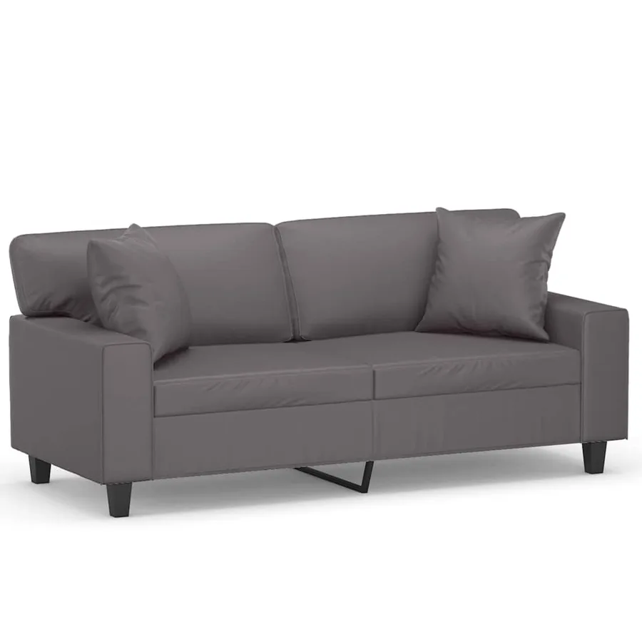 Canapé 2 places avec oreillers décoratifs gris 140cm similicuir - 2