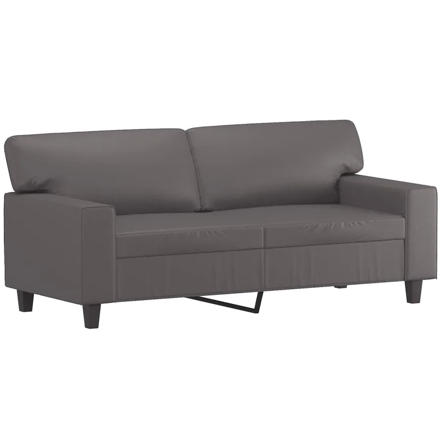Canapé 2 places avec oreillers décoratifs gris 140cm similicuir - 4
